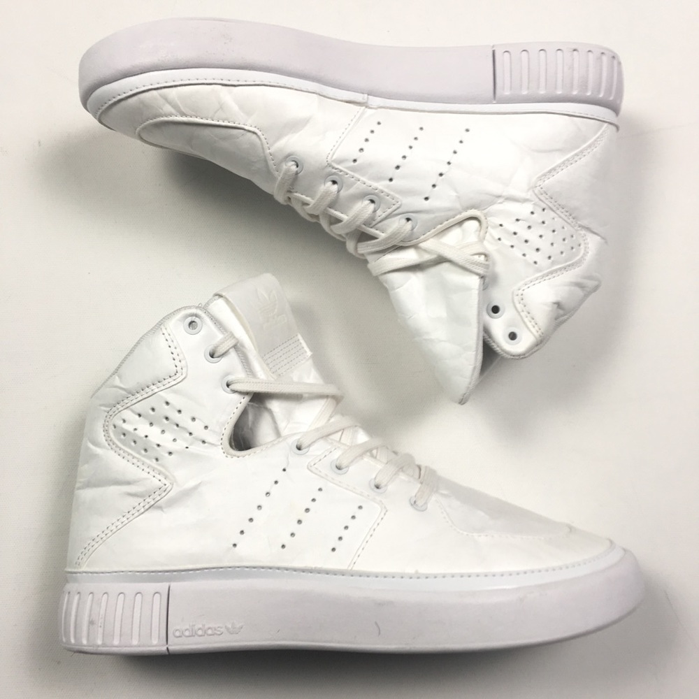 Adidas White Running Sneakers White Tubular 7.5 8 - Picture 2 of 7